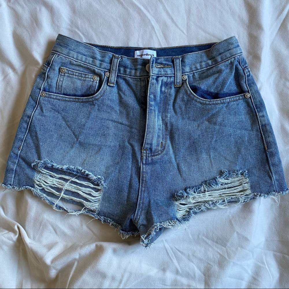 Superdown distress jean shorts